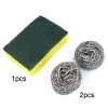 Unique Bargains Kitchen Dish Washing Metal Balls and Scrub Sponge Set 3 in 1 - 2 of 3