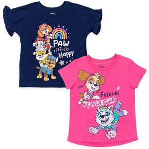 Nickelodeon Paw Patrol Chase Rubble Skye Everest Marshall 2 Pack Graphic T-Shirts Navy Blue / Pink  - 1 of 4