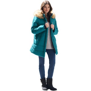 Roaman's Classic Length Quilted Puffer Jacket - 1 of 4