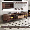 PAGED Rattan TV Stand with Variable Color Light Strip, Wooden TV Console with Adjustable Shelf and Metal Leg, TV Stands for Living Room - 2 of 4