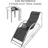 Set of 2 Outdoor Patio Chaise Lounge, 3 Pieces Pool Lounge Chairs with Arm & Side Table, Beach Sunbathing Lawn Chairs for Outside - 2 of 4