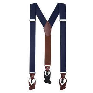 Jacob Alexander Men's Solid Fabric Suspenders – Convertible Leather Ends & Clips, Y-Back - 1 of 4