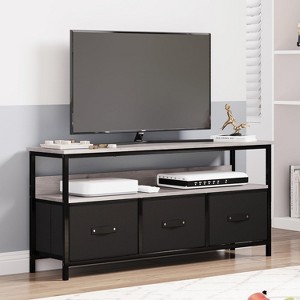 Jojoka 47.2 Inch Dresser TV Stand Fits for TVs up to 55 Inch, Small Media Console Table with 3 Fabric Drawers and Open Shelf - 1 of 4