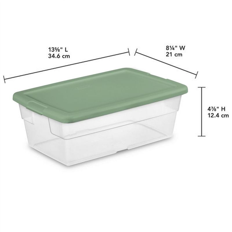 Sterilite Stackable 6 Quart Home Storage Tote Container with Handles for Efficient Space Saving Household Organization, Crisp Green (30 Pack), 3 of 7