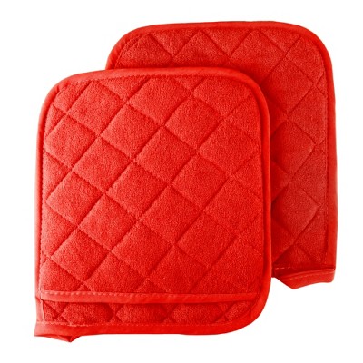 Lavish Home Silicone Red Oven Mitts with Quilted Lining (2-Pack