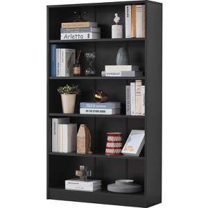 FURNIinspire Decorative Bookshelf 5 Shelf Office Bookcase, Modern Wood Bookshelf, Organizer For Living Room, Mahogany Black, 11.6"*33"*59.8" - 1 of 4