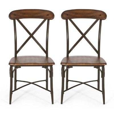 2pk Stroble Farmhouse Crossback Dining Chairs Dark Brown/Espresso - Christopher Knight Home
