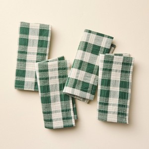 Set of 4 Cloth Plaid Napkins Cream/Green - Hearth & Hand™ with Magnolia - 1 of 3