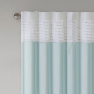 Green and Aqua Polyester Pintuck Light-Filtering Curtain Panel