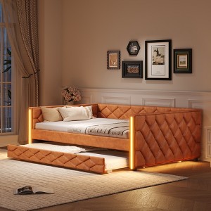 Lycvki Full XL Size Upholstered Daybed with Trundle - 1 of 4