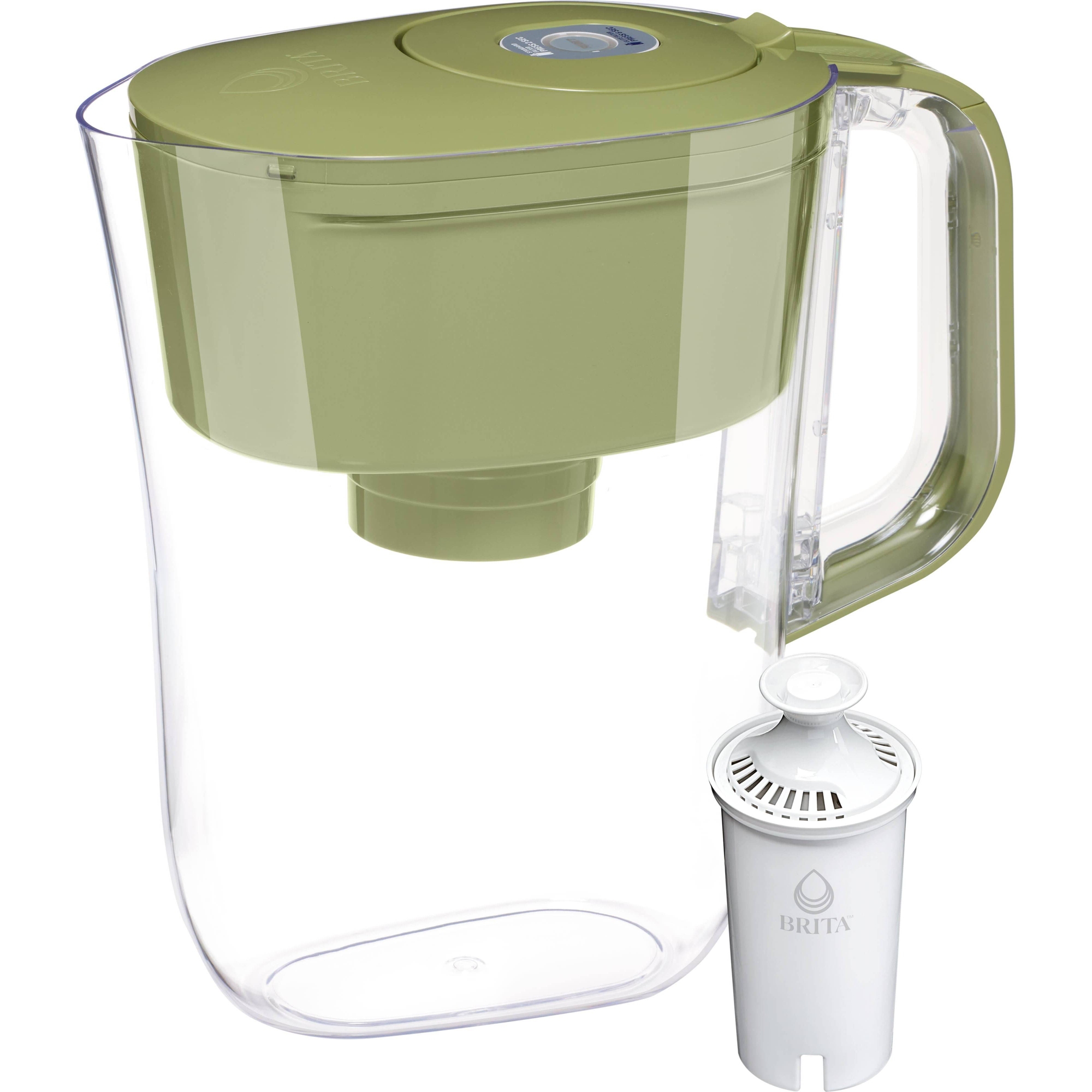Brita Water Filter 6-Cup Denali Water Pitcher Dispenser with Standard Water Filter Olive Green