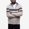 CULTURA Mens' Full Zip Hooded Striped Cardigan Sweater With Faux Shearling Lining - 4 of 4