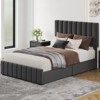 Bed Frame, Linen Quilted Upholstered Platform Bed with Adjustable Headboard & 4 Storage Drawers, Sturdy Wooden Slats Support - 3 of 4