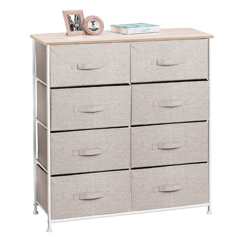 mDesign 8 Drawer Fabric Dresser Storage Organizer Table