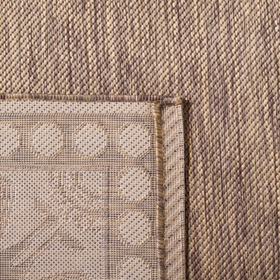 Rectangular Brown/Natural Stain-Resistant Synthetic 5' x 7' Rug