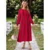 INSPIRE CHIC Women's Elegant Frilled Crewneck Midi Long Sleeve Pleated A-Line Flowy Dress with Pockets - 4 of 4