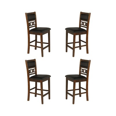 New Classic Furniture,Gia Brown Wood Counter Chair With Pu Seat (Set Of 4)