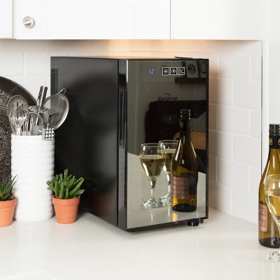 Compact Stainless Steel Thermoelectric 8-Bottle Wine Cooler with Glass Door