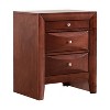 HomeStock Cherry Nightstand 28x23x17 Contemporary Bedside Table with Three Drawers, Warm Stylish Finish for Bedroom Storage Needs - 3 of 4