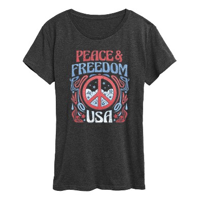 Women's - Instant Message - Peace And Freedom Short Sleeve Graphic T-Shirt