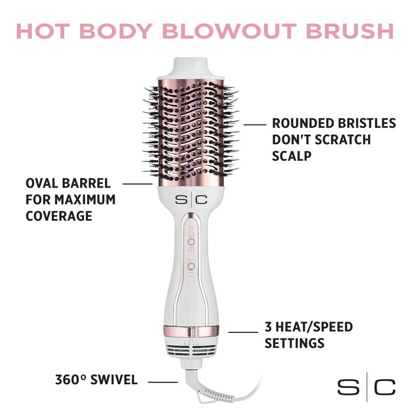 StyleCraft Hot Body Ionic 2-in-1 Blowout Brush Hair Dryer, 3.5"-inch Barrel, White, 5 of 14