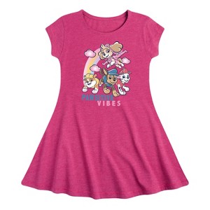 Girls' - Paw Patrol - Pawsitive Vibes Skye Marshall Chase Rubble Fit & Flair Cap Sleeve Dress - 1 of 3