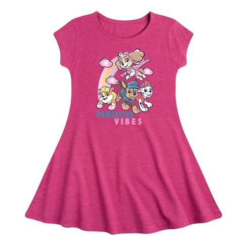 Girls' - Paw Patrol - Pawsitive Vibes Skye Marshall Chase Rubble Fit & Flair Cap Sleeve Dress - image 1 of 3