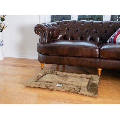 Large Sage Green Velvet Rectangular Dog Bed with Poly Fill