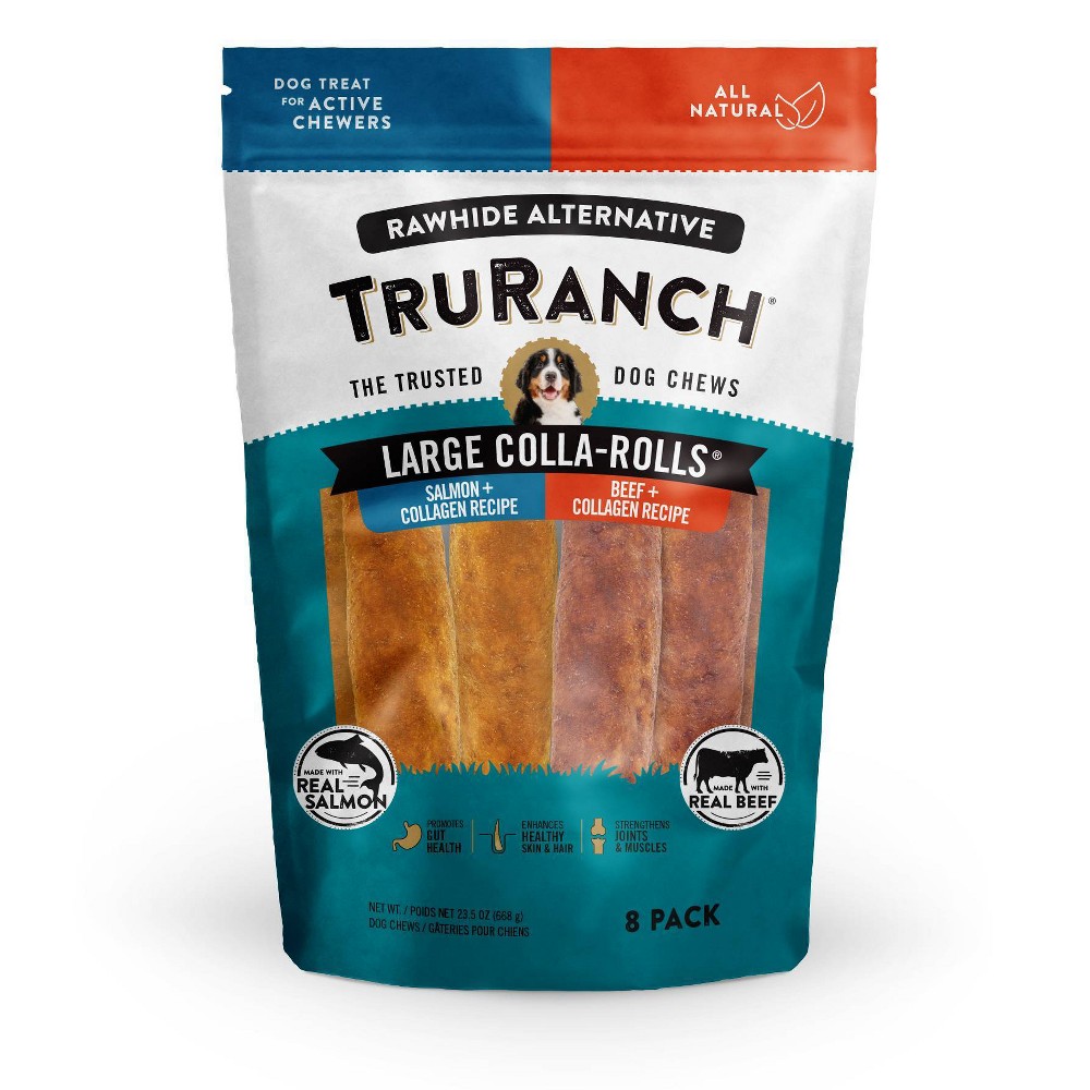 Photos - Dog Food TruRanch Colla-Rolls Beef and Salmon Flavor Rawhide Alternative Bone Dog Treats - 23.5oz/8ct