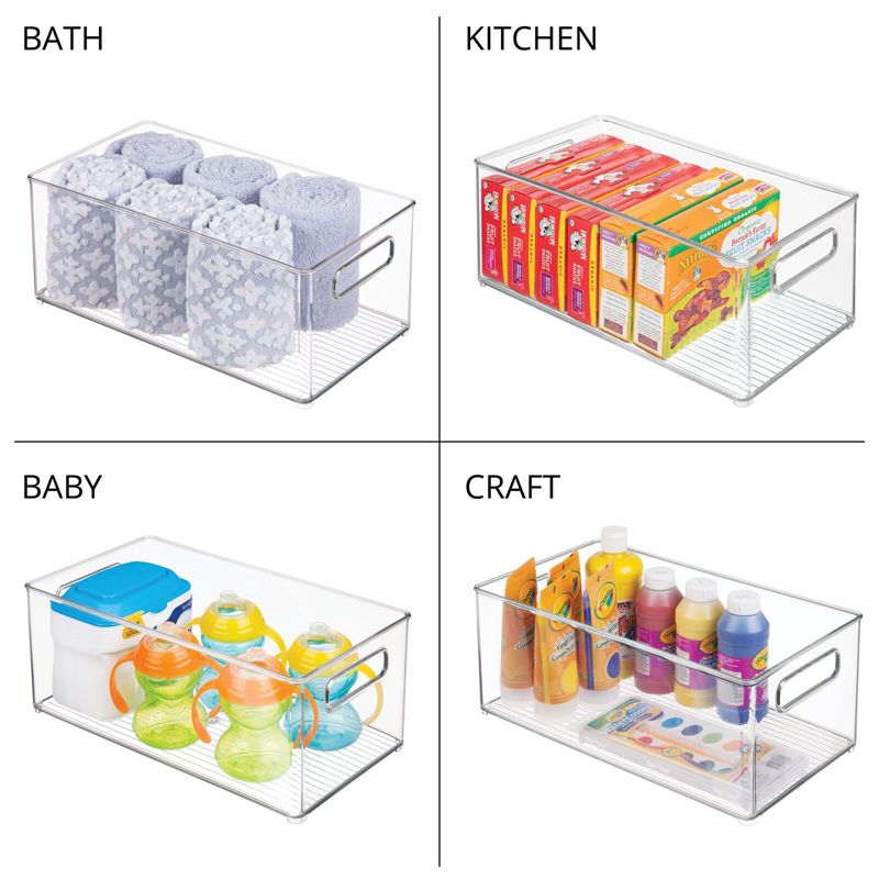 mDesign Plastic Stackable Kitchen Organizer Storage Bin with Handles, 4 of 7