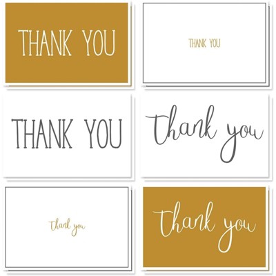 48 Pcs Thank You Cards Bulk Set, Black & Gold Thank You Notes With ...