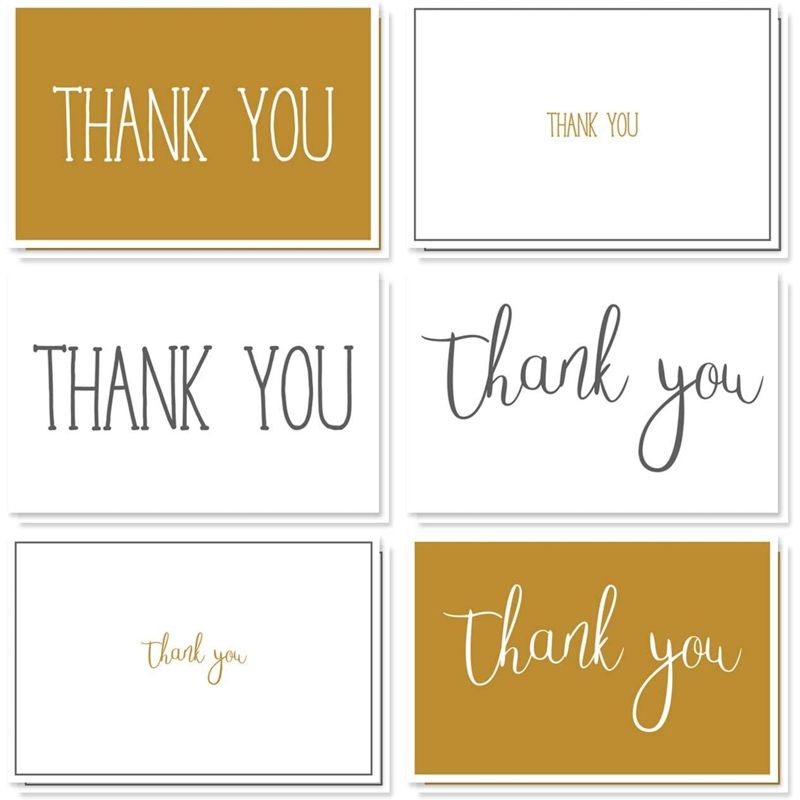 48 Pcs Thank You Cards Bulk Set, Black & Gold Thank You Notes with Envelopes, 1 of 6