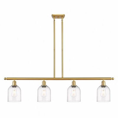 Bella - 4 Light Stem Hung Island In Industrial Style-10 Inches Tall and 48 Inches Wide