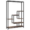 Resenkos Plant Stand,Flower Pot Holder Shelf Planter Display Shelving Unit,70.9" Plant Stand, Large Flower Bonsai Shelf with 6 S Hanging Hooks,Rustic - 2 of 4