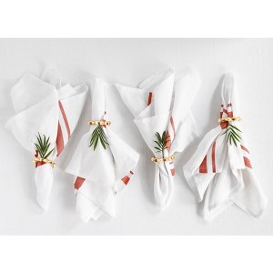 Solino Home Striped Linen Dinner Napkins | French Stripe - 1 of 4