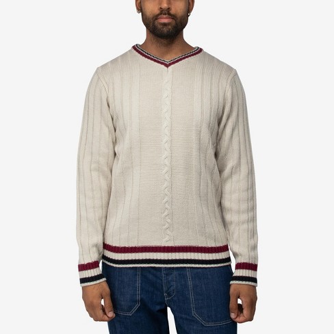 CABLE-TIPPED V-NECK SWEATER