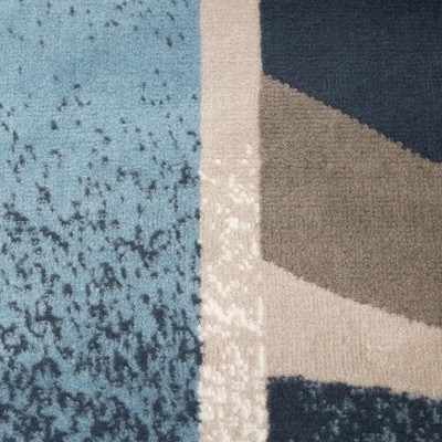Blue and Gray Abstract Border Area Rug, 7'8"x10'7"