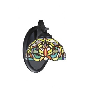 Toltec Lighting Zilo 1 - Light Sconce in  Matte Black with 7" Kaleidoscope Art Glass Shade - 1 of 1