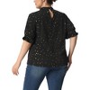 Women's Plus Size Glitter Pleated Keyhole Back Star Print Puff Sleeve Blouses - Agnes Orinda - 4 of 4