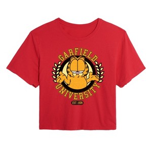 Women's - Garfield - University Cropped Graphic T-Shirt - 1 of 4