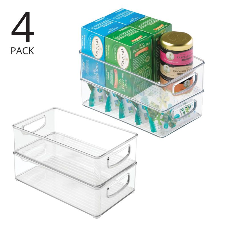 mDesign Plastic Kitchen Pantry Storage Organizer Bin with Handles, 4 Pack - Clear, 10 x 6 x 3, 2 of 10