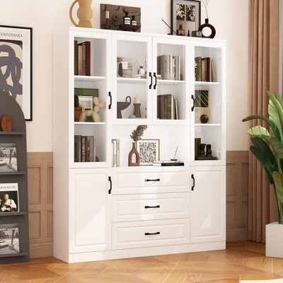 FUFU&GAGA Large Combo Storage Cabinet Glass Door Display Cabinet Combined Cabinet Organiser