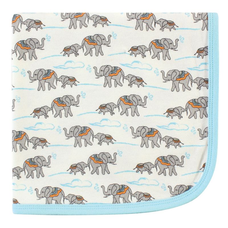 Touched by Nature Baby Organic Cotton Swaddle, Receiving and Multi-purpose Blanket, Elephant, One Size, 1 of 3