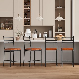 Whizmax Bar Stools Set of 2/4 - Faux Leather Counter Height Stools with Back, Thick Cushion & Footrest for Kitchen Island - 1 of 4