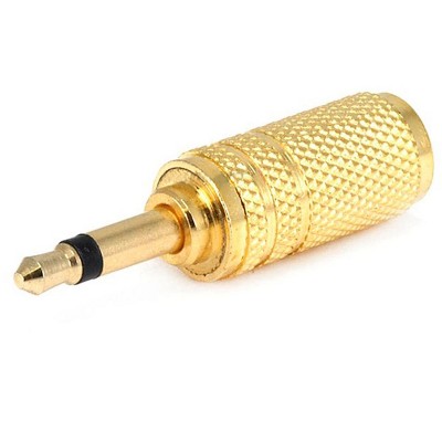 Monoprice Metal 3.5mm TS Mono Plug to 3.5mm TRS Stereo Jack Adapter, Gold Plated