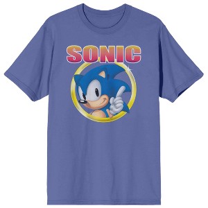 Sonic the Hedgehog Distressed Art Men's Periwinkle Short Sleeve Tee - 1 of 3