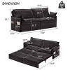 3-in-1 Corduroy Convertible Sofa Bed, 73'' Pull-Out Sleeper Couch with USB Ports and Side Pockets, Corduroy Couch with Pillows-Coolbibila - 4 of 4
