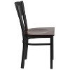 Emma and Oliver Black Circle Back Metal Restaurant Chair - Walnut Wood Seat - 4 of 4