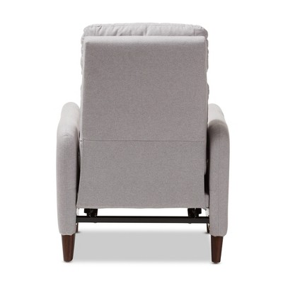 Casanova Light Gray Leather-Wood Modern Recliner Chair