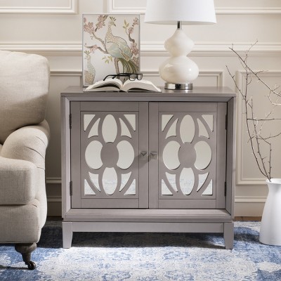 Champagne Mirrored 32" Transitional Chest with Nouveau Floral Accents